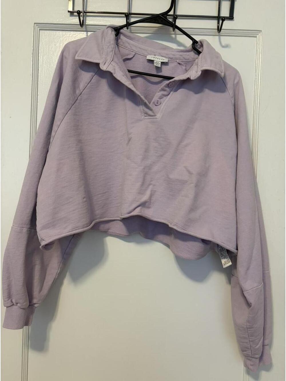 Classic Topshop sweatshirt in a soft lavender acid wash tone, Size Medium